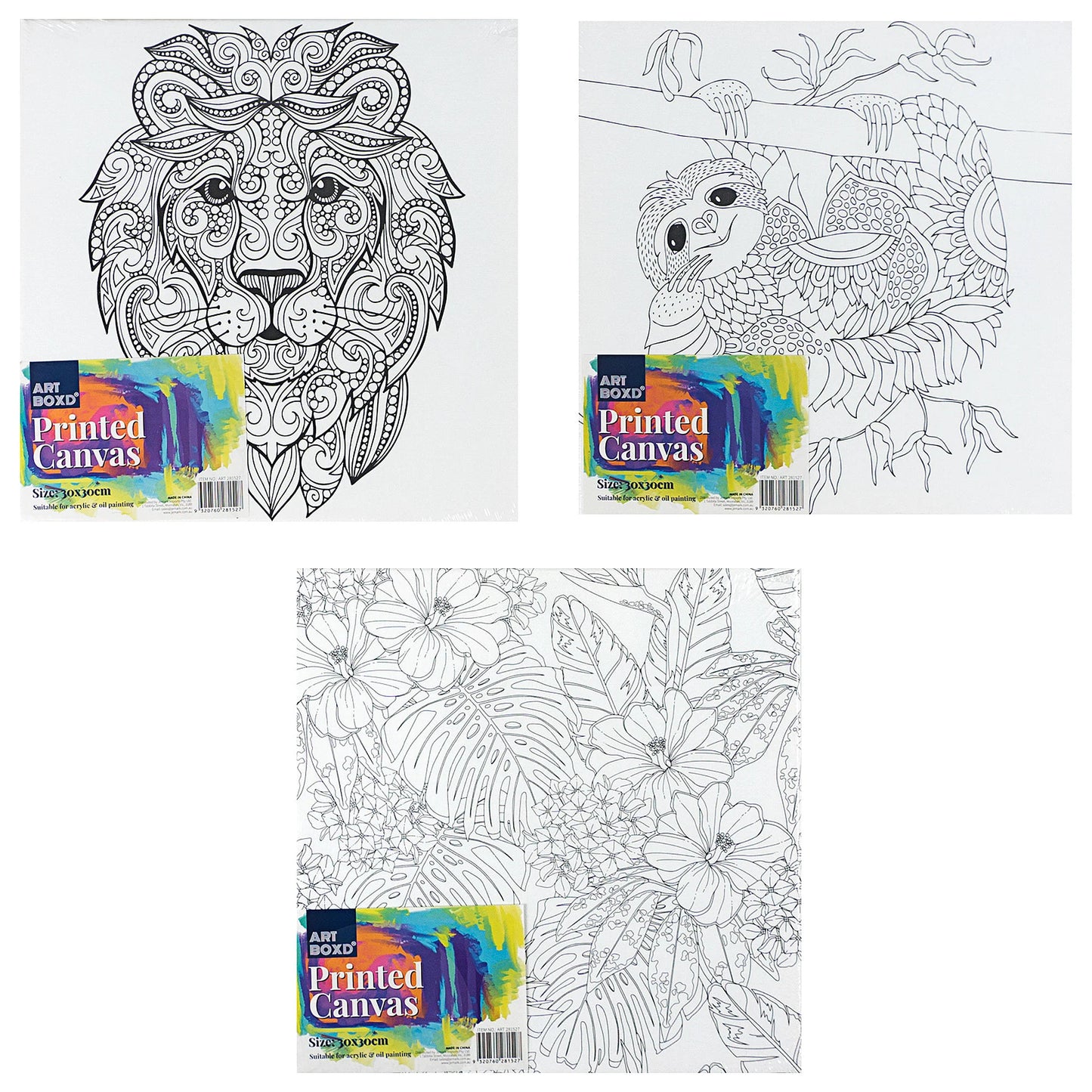 Canvas Colour-In Pre Print 30x30cm-D