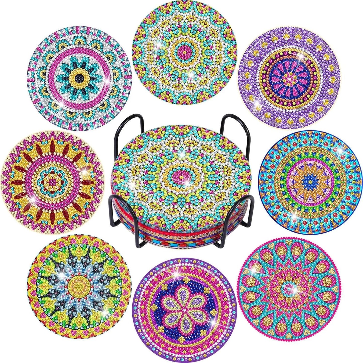 Diamond Art Coasters S/4 W/Holder