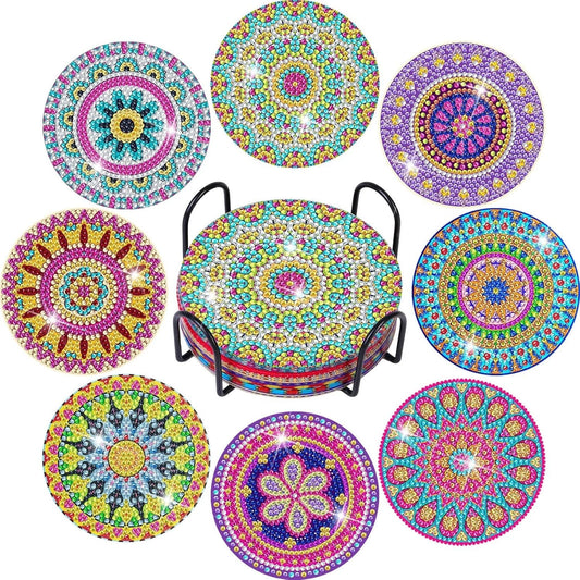 Diamond Art Coasters S/4 W/Holder