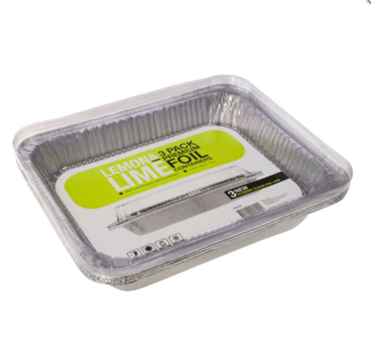 Foil container with plastic clear lids pk 3