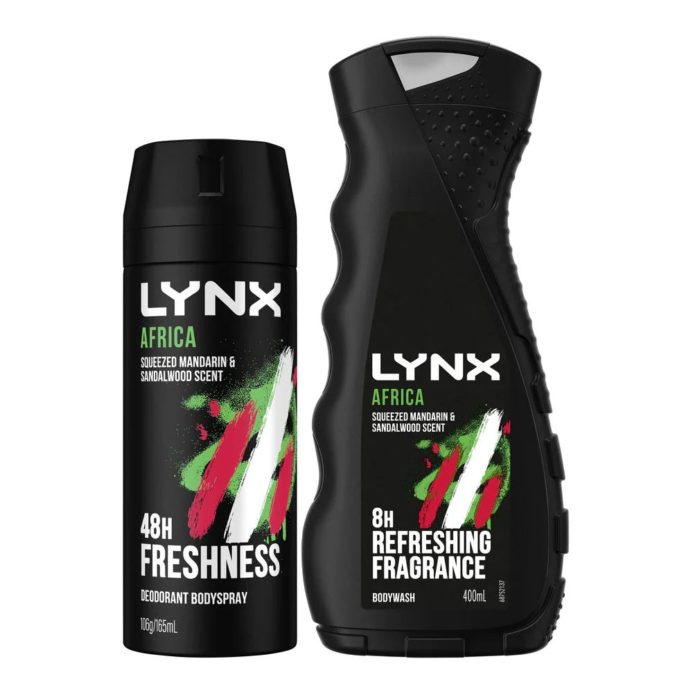 LYNX GIFT SET AFRICA BODY SPRAY + BODYWASH + WASHBAG