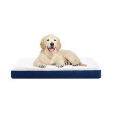 Orthopedic Pet Bed Navy Suede 75x50x8cm