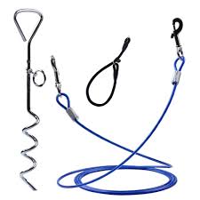 TIE OUT CABLE WITH STAKE COMBO4MT 3 ASSTD