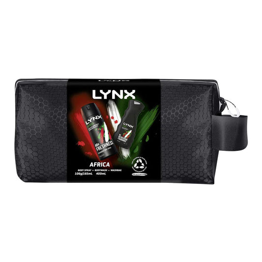 LYNX GIFT SET AFRICA BODY SPRAY + BODYWASH + WASHBAG
