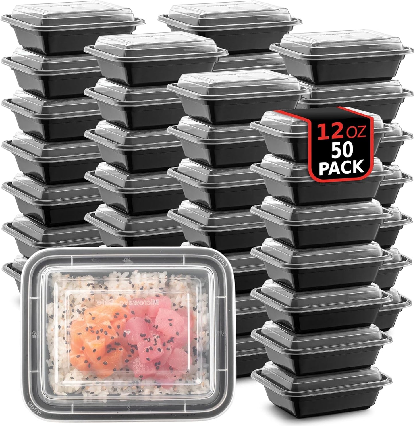 Rectangular Plastic Container 50 pk